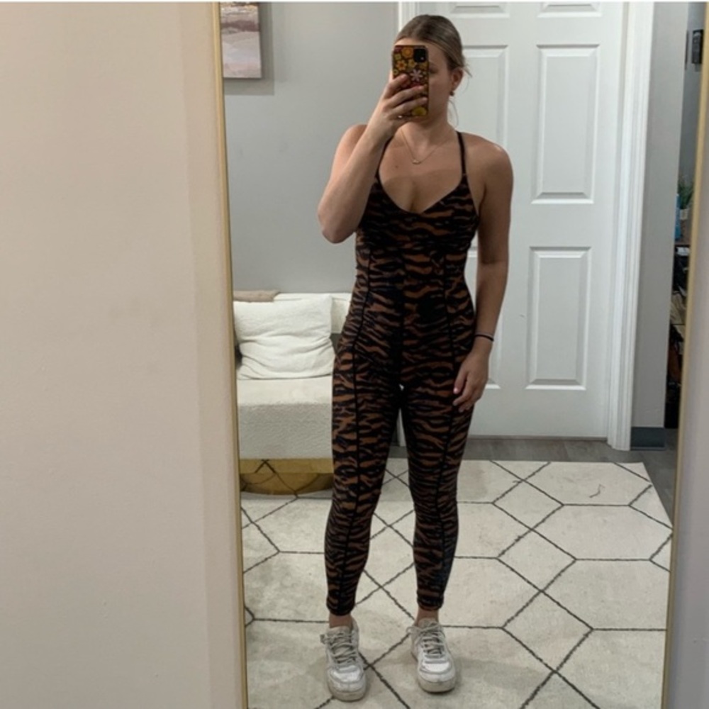 The Upside Black and Brown Tiger Print Jumpsuit